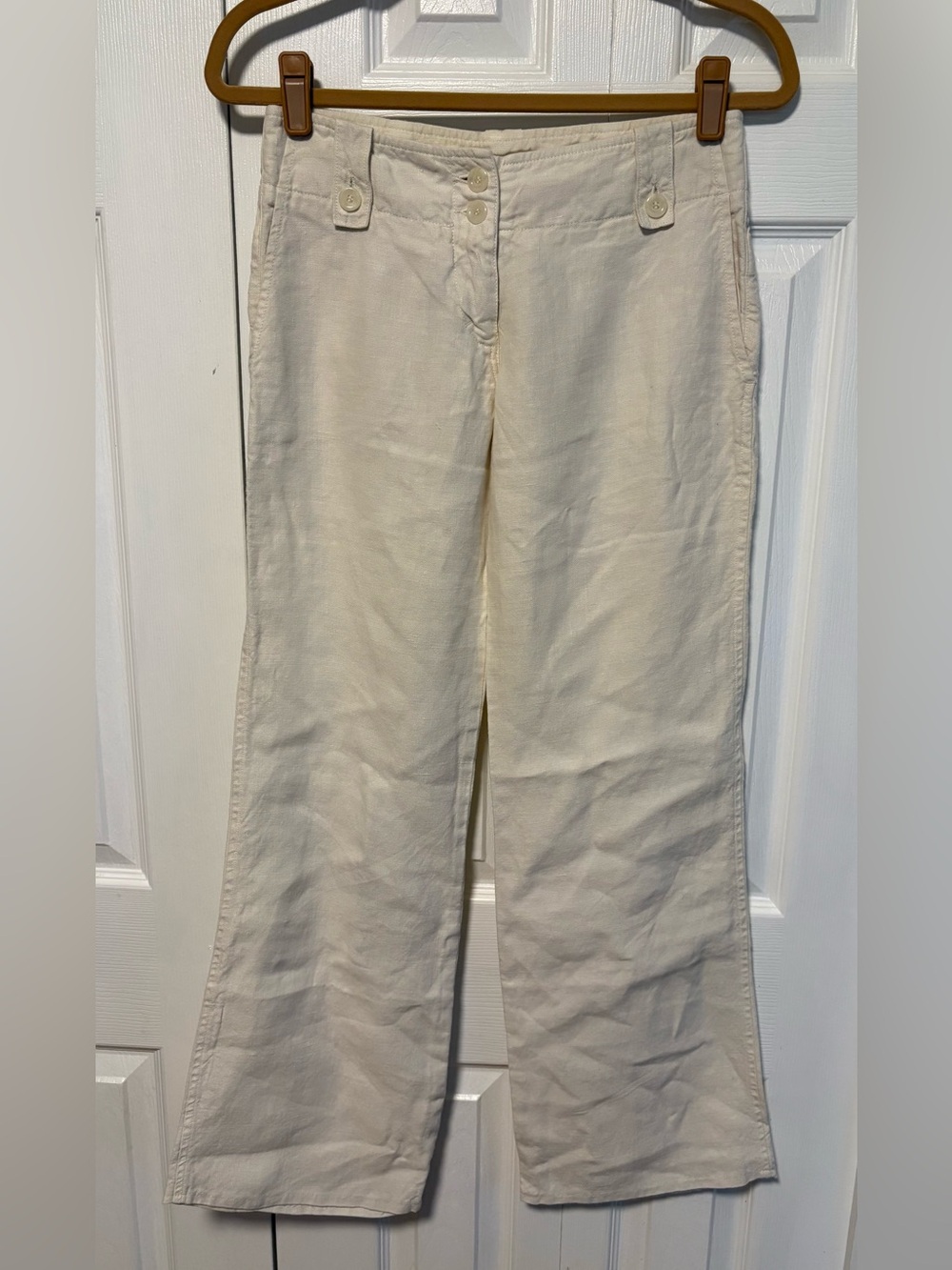 120% Lino Cream Heavy Linen Low Rise Pants